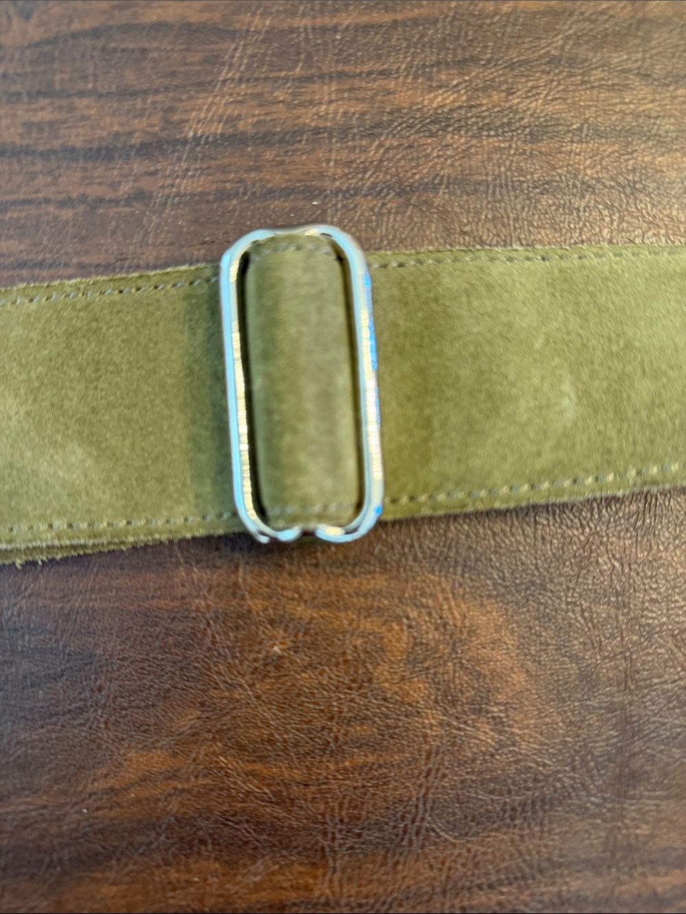 Vintage Banana Republic Olive Green Suede Messenger Bag - Picture 10 of 13